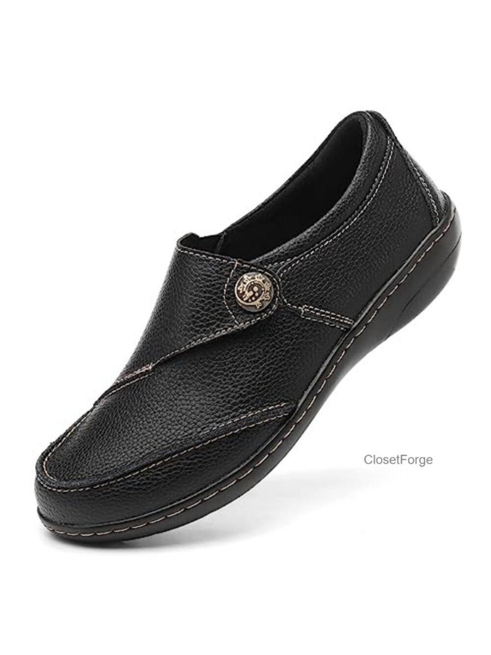 Leather Moc Toe Loafers Slip On Comfort Walking Flats